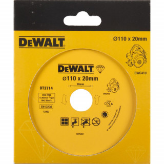 Алмазный круг сплошной по керамике DeWALT DT3714, для плиткореза DWC410, 110 x 20, h=5