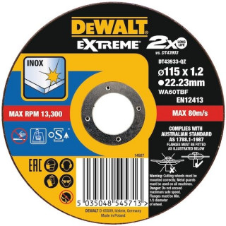 Круг отрезной 115/22.2 мм DeWALT EXTREME DT43933