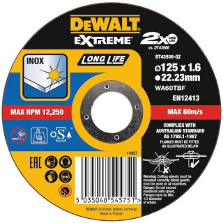 Круг отрезной 125/22.2 мм DeWALT EXTREME LongLifeCut DT43936