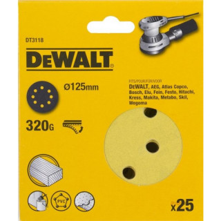 Шлифовальные круги DeWALT DT3101, 125 мм, 8 отверстий, 40G, 10 шт.