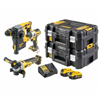 Набор аккумуляторный DEWALT: перфоратор DCH273 + ударный шуруповерт DCF887 + УШМ DCG405, с 2 АКБ 5 Ач и ЗУ, в двух кейсах TSTAK, DCK305P2T