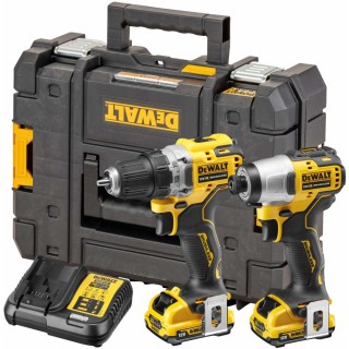 Набор аккумуляторный DEWALT DCK2110L2T, 12 В: дрель-шуруповерт DCD701 + шуруповерт DCF801, с 2 АКБ 3 Ач и ЗУ, в кейсе TSTAK