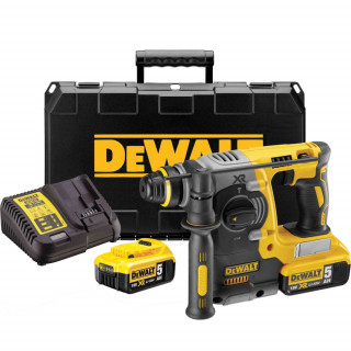 Аккумуляторный бесщеточный перфоратор DeWALT, 18 В, 2.1 Дж, 4600 уд/мин, 1100 об/мин, с 2 АКБ 5 Ач и ЗУ, в кейсе, DCH273P2