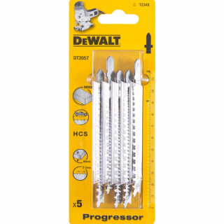 Пилка для лобзика DeWALT DT2057, по дереву из высокоуглеродистой стали, HCS, 116 x 91 x 2-3 x 65 мм, T234X, 5 шт.