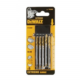 Пилка для лобзика DeWALT EXTREME DT2080, по ламинату, BiM, 82 x 59 x 1.7 x 15 мм, T101BIF, 5 шт.