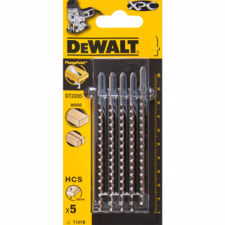 Пилка для лобзика DeWALT EXTREME PRECISION CUT DT2205, по дереву из высокоуглеродистой стали, HCS, 100 x 75 x 2.5 x 30 мм, T101B, 5 шт.