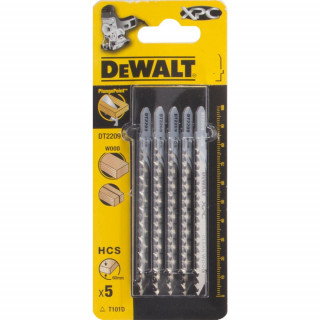Пилка для лобзика DeWALT EXTREME PRECISION CUT DT2209, по дереву из высокоуглеродистой стали, HCS, 100 x 75 x 4.2 x 60 мм, T101D, 5 шт.