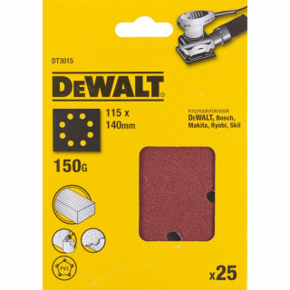 Шлифлисты перфорированные DeWALT DT3015, 115 x 140 мм, 150G, 25 шт.