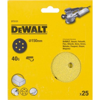 Шлифовальные круги DeWALT DT3131, 150 мм, 6 отверстий, 40G, 25 шт.