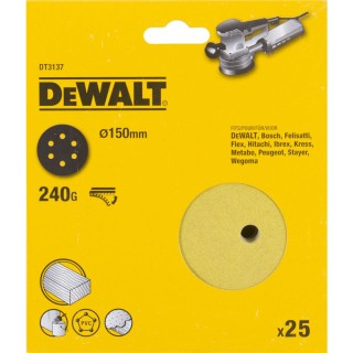Шлифовальные круги DeWALT DT3137, 150 мм, 6 отверстий, 240G, 25 шт.