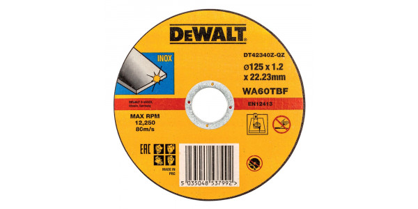 Круг отрезной по металлу DeWALT DT42340Z, INDUSTRIAL, (125 x 22.2 х 1.2 мм)
