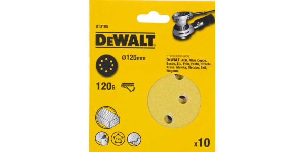 Шлифовальные круги 125мм/ зерно 120 DeWALT DT3105