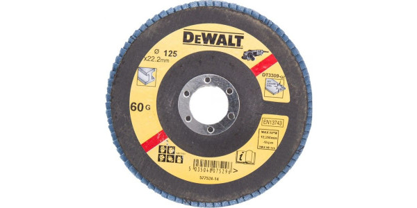 Лепестковый круг DeWALT EXTREME DT3309, 125 x 22.2 мм, 60G, тип 27
