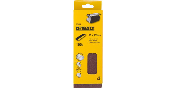 Шлифленты 75 х 457 мм/ зерно 100 DeWALT DT3643