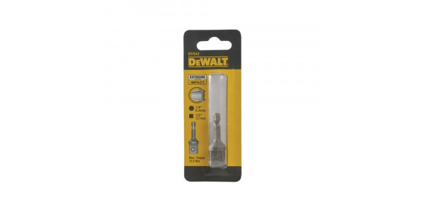 Адаптер для ударного гайковерта внутренний шестигранник DeWALT DT7512, 1/4 дюйма, – внешний квадрат 1/2 дюйма