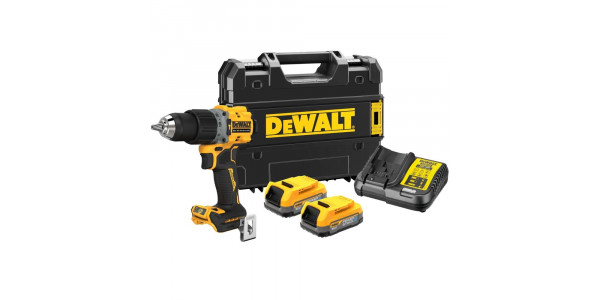 Аккумуляторная ударная бесщеточная дрель-шуруповерт DeWALT, 18 В, 2000 об/мин, 34000 уд/мин, с 2 АКБ 1.7 Ач и ЗУ, в кейсе TSTAK, DCD805E2T