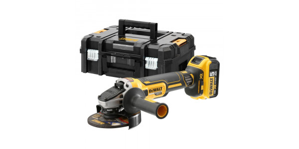 Аккумуляторная бесщеточная угловая шлифмашина DeWALT, 18 В, 125 мм, 9000 об/мин, чемодан, с 2 АКБ 5 Ач и ЗУ, в кейсе TSTAK, DCG405P2