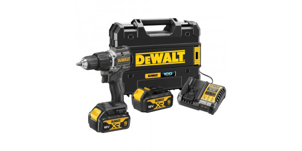 Ударная дрель-шуруповерт DEWALT DCD100P2T, 18 В, 1650 об/мин, 28050 уд/мин, с 2 АКБ 5 Ач и ЗУ, в кейсе TSTAK (DCD100P2T-QW)