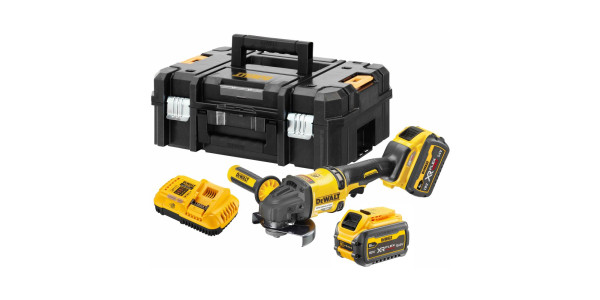 Аккумуляторная угловая шлифмашина DEWALT DCG418T2, 54 В, 125 мм, 9000 об/мин, с 2 АКБ 2 Ач и ЗУ, в кейсе TSTAK