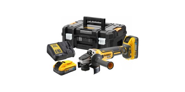 Аккумуляторная угловая шлифмашина DeWALT DCG405H2T, 18 В, с 2 АКБ 5 Ач и ЗУ, в кейсе TSTAK