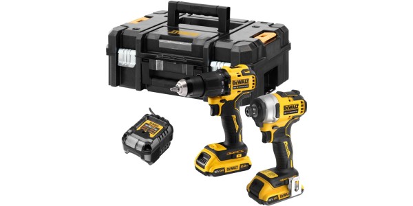 Набор аккумуляторный DeWALT T DCK2062D2T, 18 В: дрель-шуруповерт DCD709 + шуруповерт DCF809, с 2 АКБ 2 Ач и ЗУ, в кейсе TSTAK
