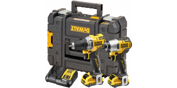 Набор аккумуляторный DEWALT DCK2110L2T, 12 В: дрель-шуруповерт DCD701 + шуруповерт DCF801, с 2 АКБ 3 Ач и ЗУ, в кейсе TSTAK