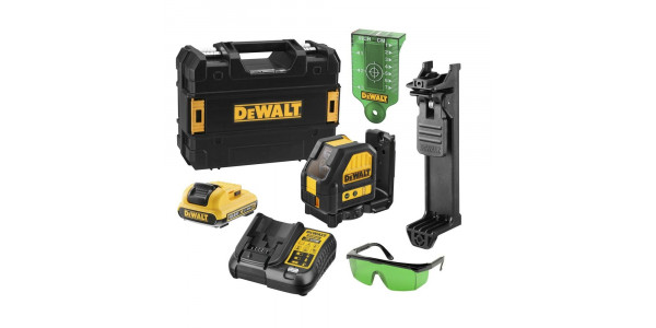 Самовыравнивающийся линейный ЗЕЛЕНЫЙ лазерный уровень DeWALT DCE088D1G