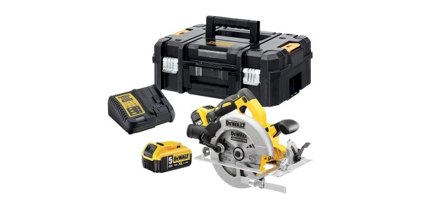 Аккумуляторная дисковая пила DeWALT DCS570P2, 18 В, с 2 АКБ 5 Ач и ЗУ, в кейсе TSTAK