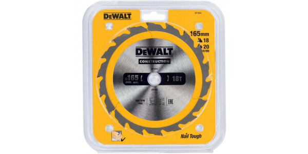 Пильный диск DeWALT CONSTRUCTION DT1933, 165/20 мм.