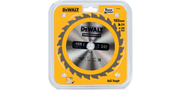 Пильный диск DeWALT CONSTRUCTION DT1934, 165/20 мм.