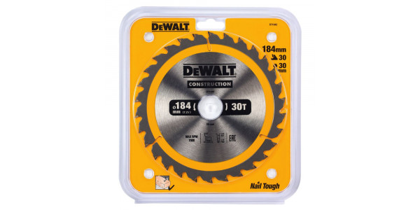Пильный диск DeWALT CONSTRUCTION DT1942, 184/30 мм.