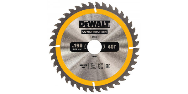 Пильный диск DeWALT CONSTRUCT DT1945, 190/30 мм.