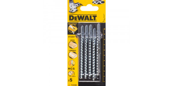 Пилка для лобзика DeWALT EXTREME PRECISION CUT DT2207, по дереву из высокоуглеродистой стали, HCS, 100 x 75 x 2.5 x 40 мм, T101BR, 5 шт.