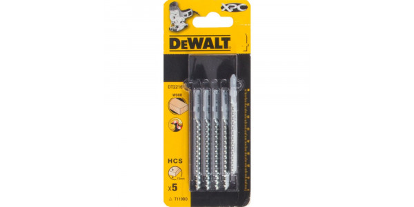 Пилка для лобзика DeWALT EXTREME PRECISION CUT DT2216, по дереву из высокоуглеродистой стали, HCS, 82 x 54 x 2.0 x 15 мм, T119BO, 5 шт.