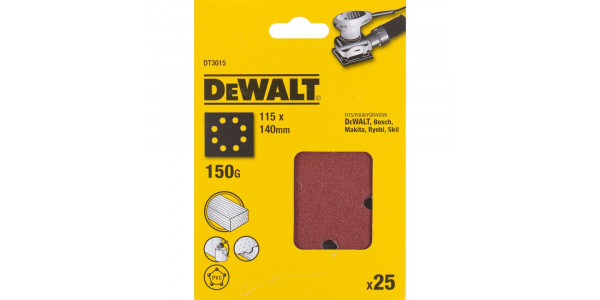 Шлифлисты перфорированные DeWALT DT3015, 115 x 140 мм, 150G, 25 шт.