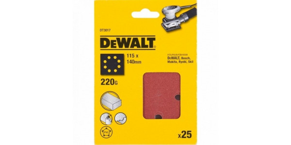 Шлифлисты перфорированные DeWALT DT3017, 115 x 140 мм, 220G, 25 шт.
