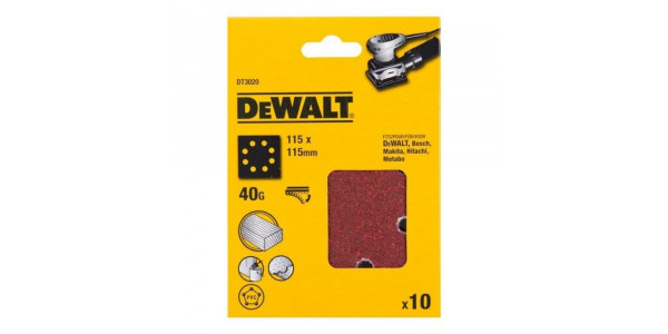 Шлифлисты перфорированные DeWALT DT3020, 115 x 115 мм, 40G, 10 шт.