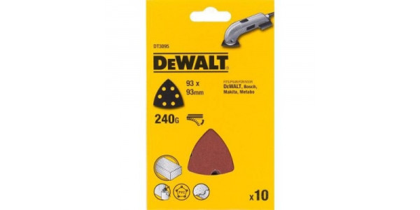 Шлифлисты дельта перфорированные DeWALT DT3095, 93 мм, 240 G, 10 шт.