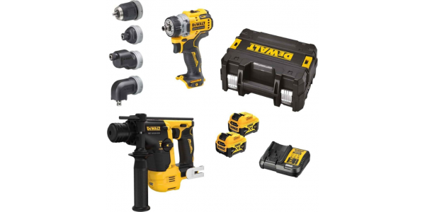 Набор аккумуляторного инструмента DeWALT 12 В: дрель-шуруповерт DCD 703, ударная дрель SDS-plus DCH 072, c 2 АКБ 5 Ач и ЗУ, в кейсе TSTAK
