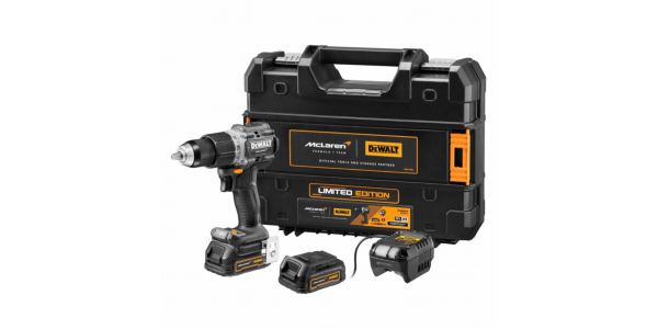 Аккумуляторная ударная дрель-шуруповерт DeWALT McLaren Limited Edition, 18 В, 2000 об/мин, с 2 АКБ 1.7 Ач и ЗУ, в кейсе TSTAK
