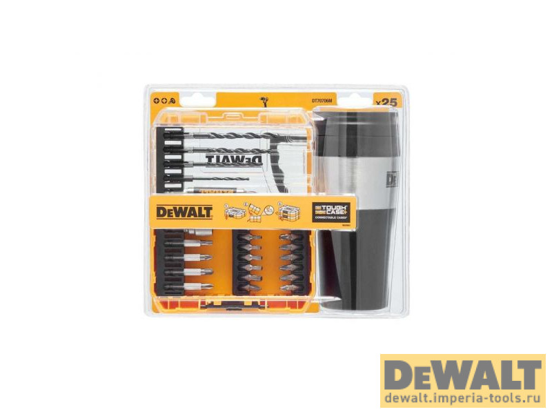 Набор бит и сверл 25 шт. + кружка DeWALT DT70707