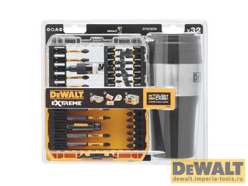 Комплект из 4 наборов бит (32 шт.) + кружка FLEXTORQ DeWALT DT70736TM