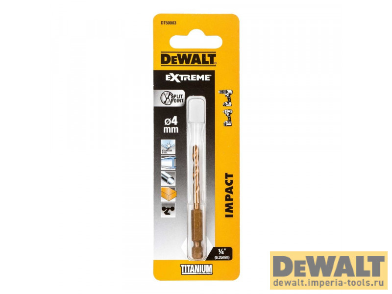 Сверло DeWALT DT50003 по металлу Impact TITANIUM Drill Bit 4 мм