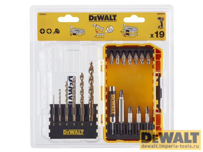 Набор сверл и бит (19 шт.) Extreme DeWALT DT70711 Набор сверл и бит (19 шт.) Extreme DeWALT DT70711