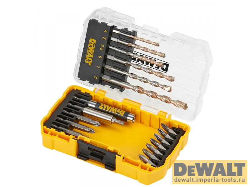 Набор сверл и бит (19 шт.) по бетону/кирпичу/камню Extreme DeWALT DT70712