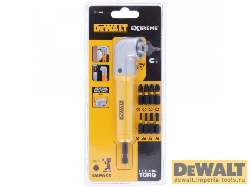 Угловая насадка ударная DeWALT DT71517T, IMPACT + биты, 9 шт.