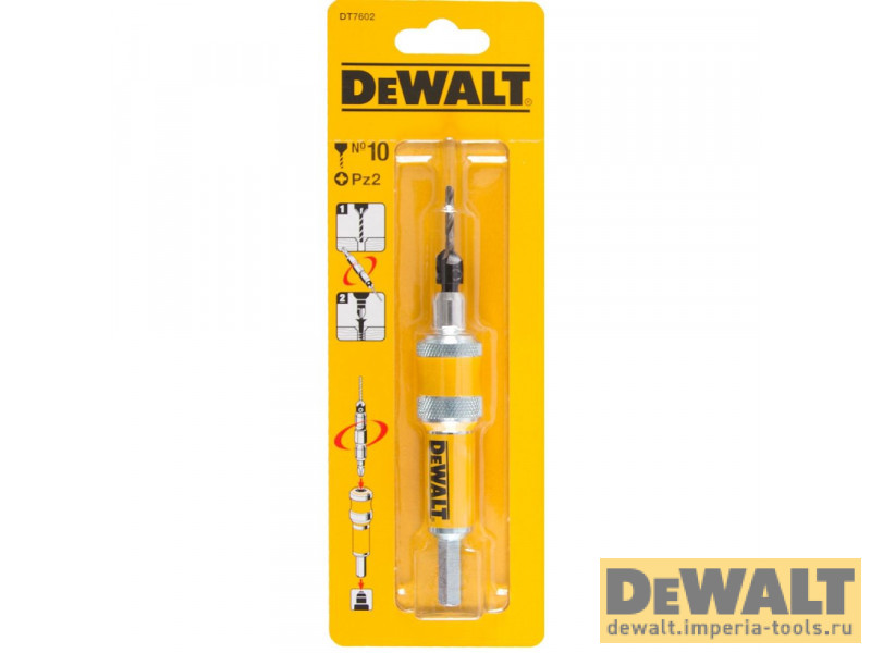 Быстросменный узел DeWALT DT7602, хвостовик, бита Pz2, пилотное сверло с зенкером для шурупов толщиной 5 мм, Flip&Drive