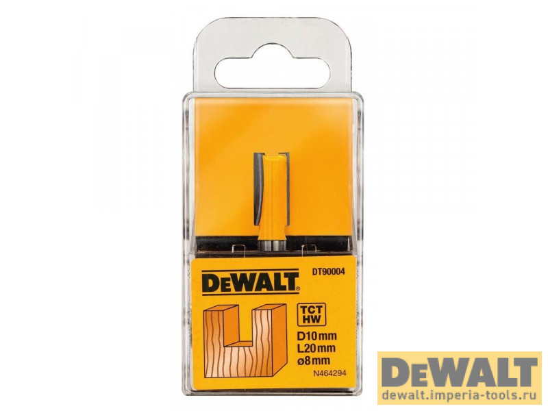 Фреза пазовая DeWALT DT90004 Z2 HM 8мм, d10мм, рабочая длина 20/общая длина 52 мм