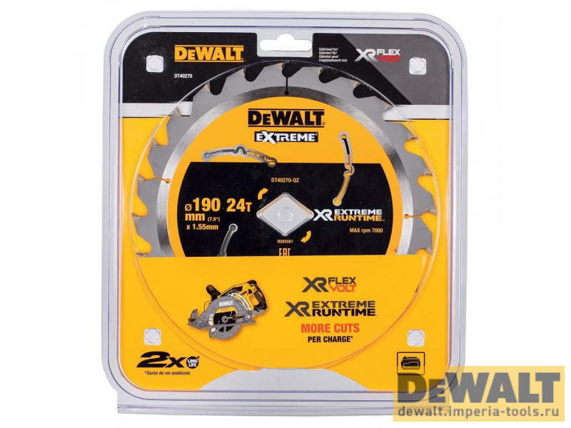 Пильный диск DeWALT XR EXTREME RUNTIME DT40270, 190x30мм, 24T