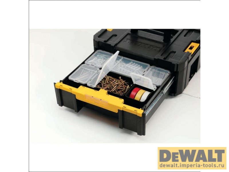 Ящик для инструмента DeWALT TSTAK, (TSTAK III) DWST1-70705, глубокий с 6 контейнерами модульной системы хранения Ящик для инструмента DeWALT TSTAK, (TSTAK III) DWST1-70705, глубокий с 6 контейнерами модульной системы хранения